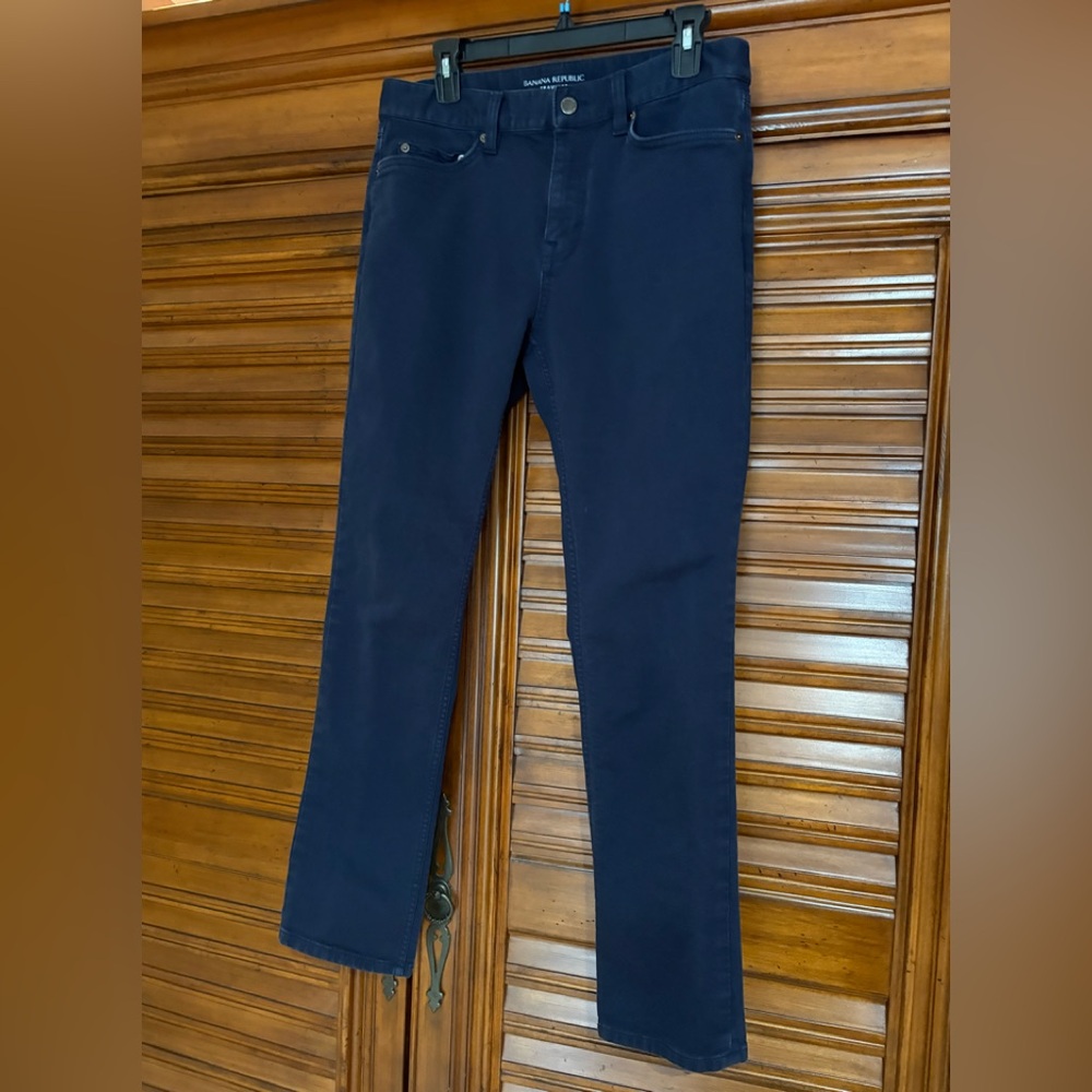 Banana Republic Navy Blue Men's Slim Traveler Pants 31x30